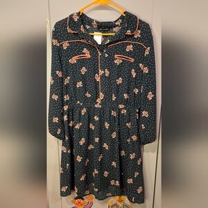 As U Wish Black Floral Dress with Orange Details